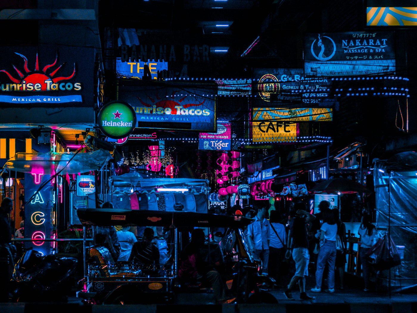 A night market street in Thailand